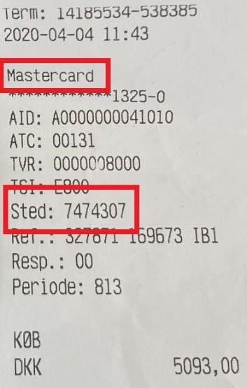 bon med eksempel på Mastercard betaling